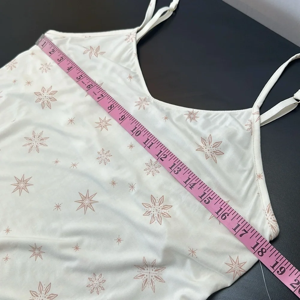 Soma‎ Cool Nights V Neck PJ Sleep Cami Size L Sparkle Stars Floral Ivory …